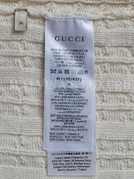 GUCCI SWEATER IVORY WOOL CASHMERE CABLE KNIT TURTLENECK sz M MEDIUM - Picture 16 of 16